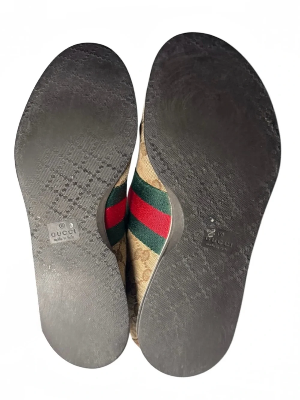Gucci GG Canvas Web Stripe Sneakers Brown Suede Low Top Shoes Mens 8.5